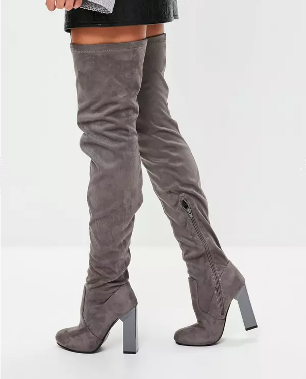 grey feature heel thigh high boots – $86 grey feature heel thigh high boots