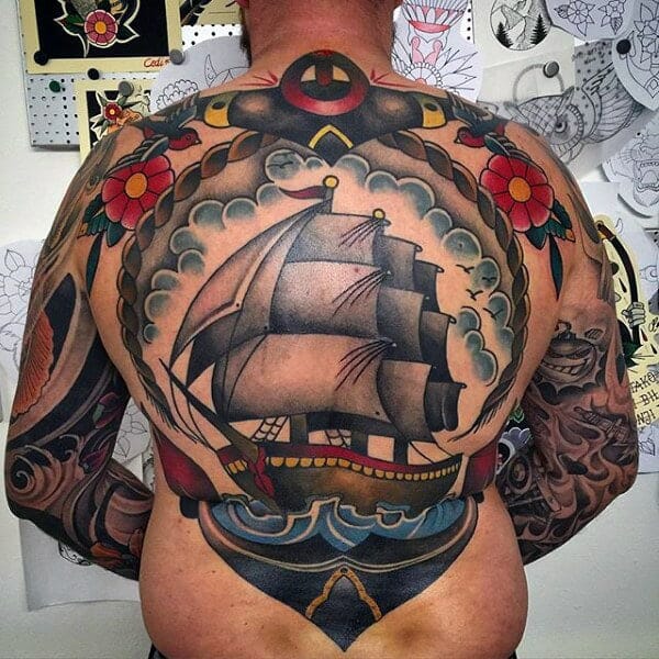 28 Latest Old School Tattoos To Inspire You In 2024! 28 Ship & Anchor Tattoo