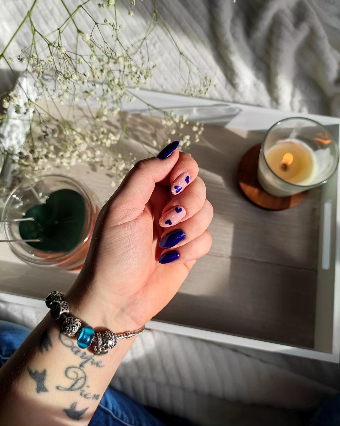 30 Stunning Blue Nail Designs To Try Today ✨ 12 Stunning Blue and Lavender Polka Dot Nail Art