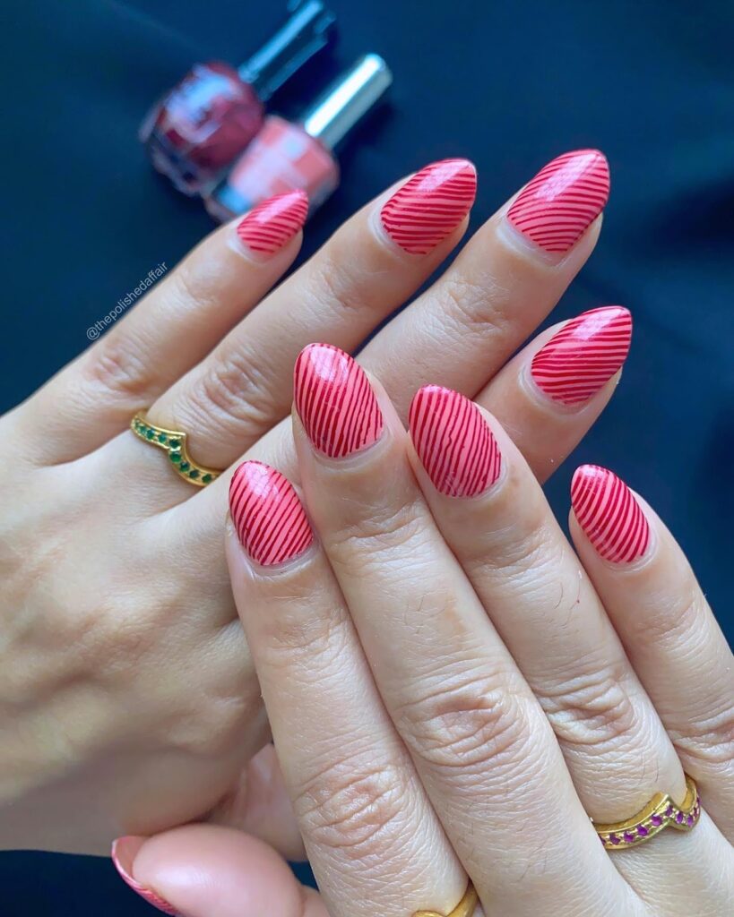 30 Latest Geometric Designs to Try In 2024! 29 Pretty in Pink: Stripes Nail Design