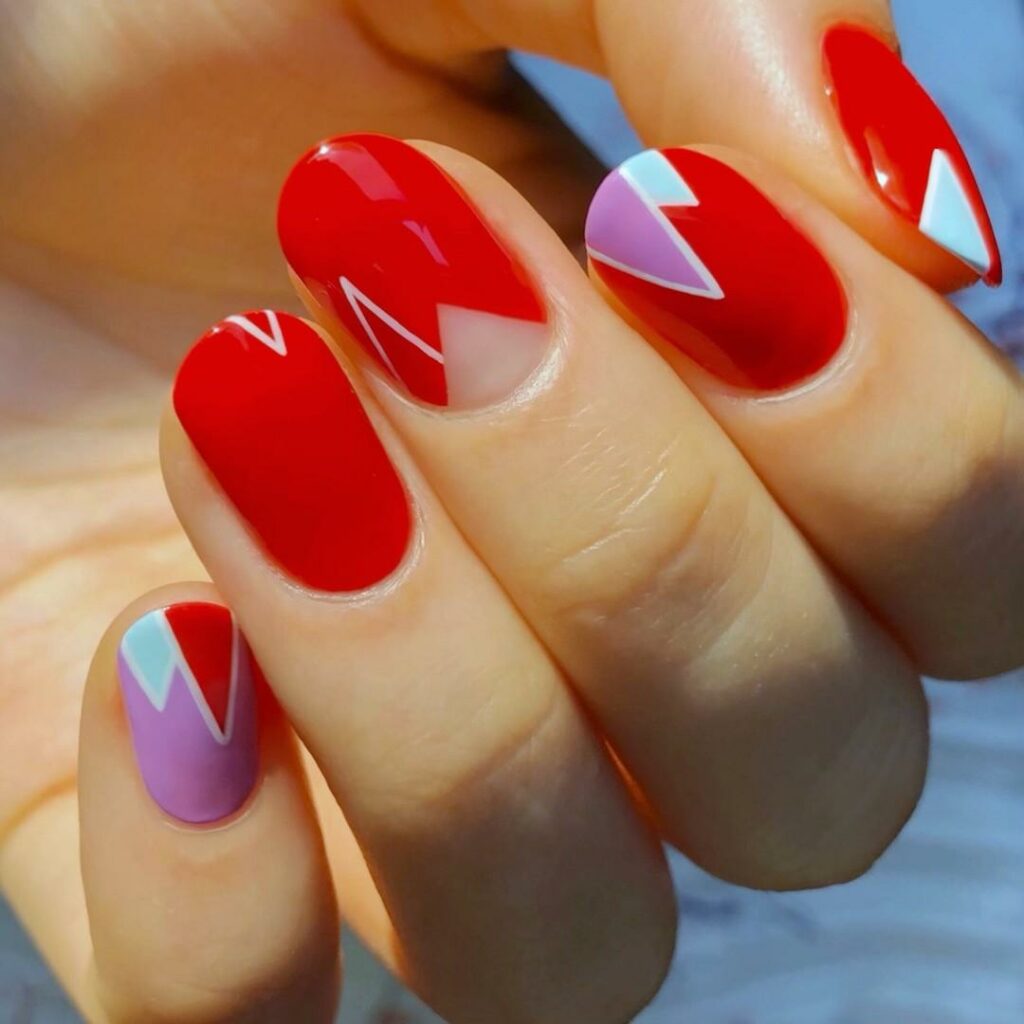 30 Latest Geometric Designs to Try In 2024! 18 Fierce Red Nail Art