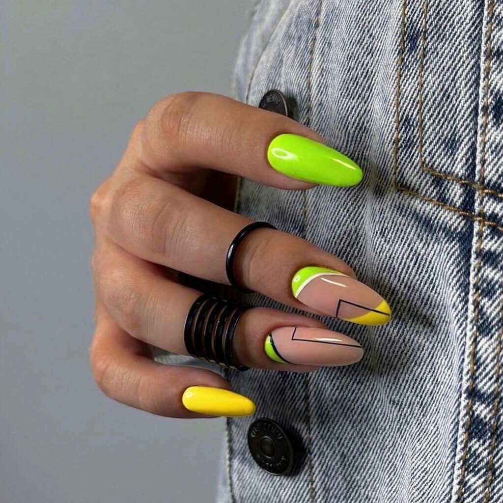 30 Latest Geometric Designs to Try In 2024! 30 Illumination of Nails with the Neon Nails