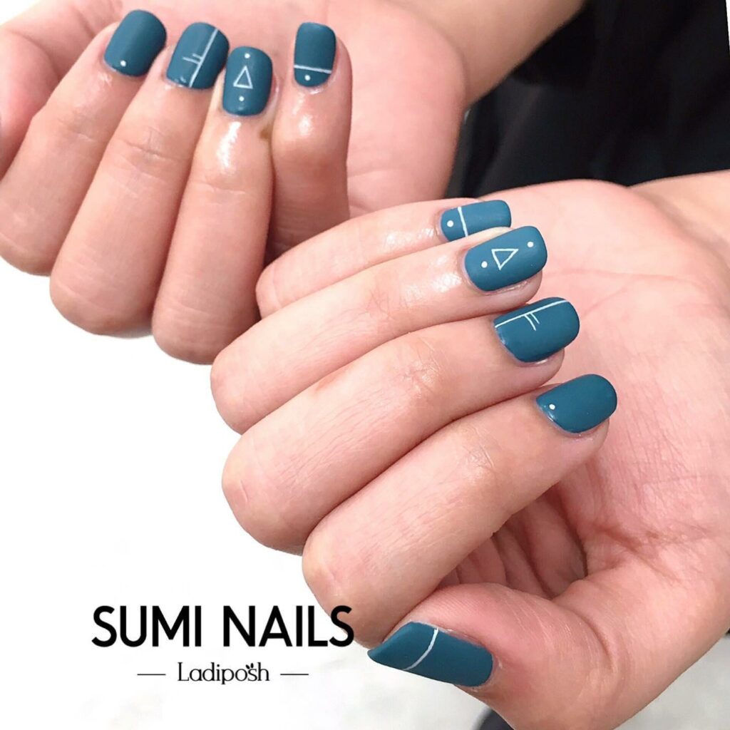 30 Latest Geometric Designs to Try In 2024! 32 Simple and Chic Blue Nails