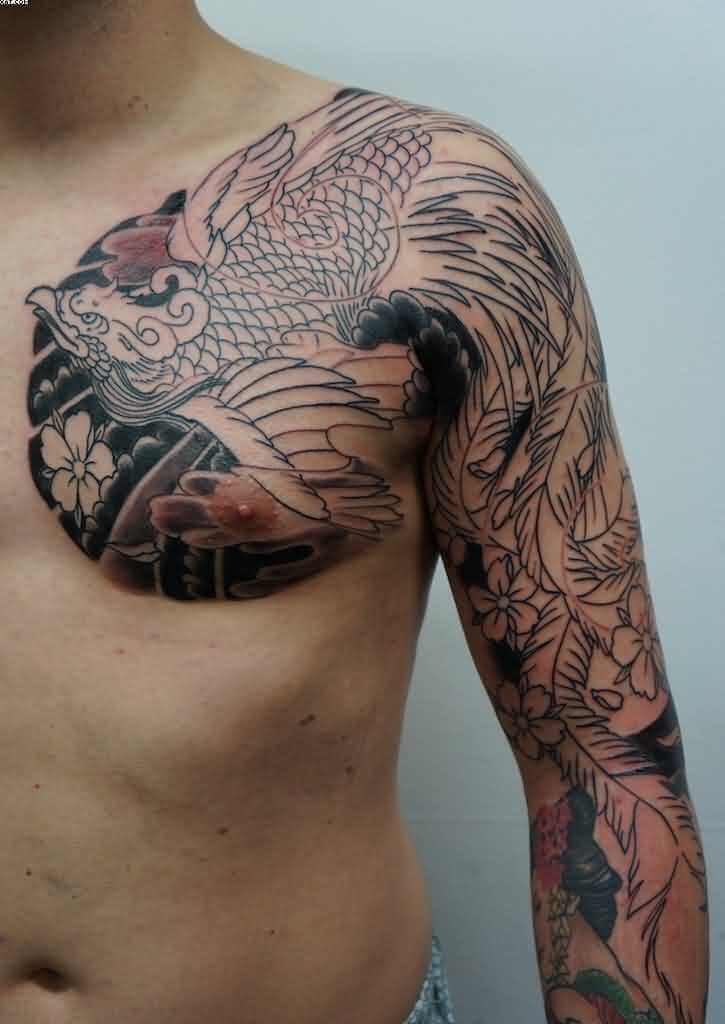 33 Latest Phoenix Tattoos To Inspire You In 2024! 40 Japanese Chest & Arm Tattoo