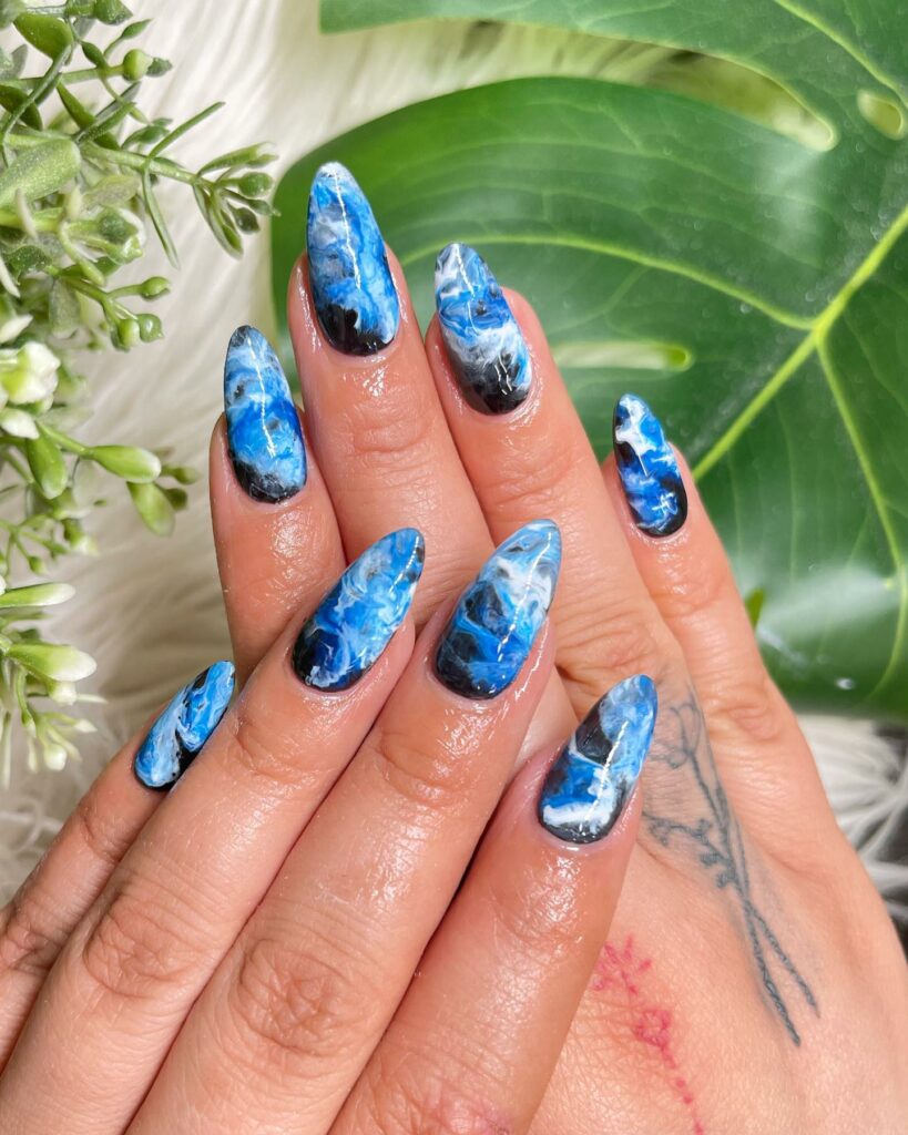 29 Vacation Nail Designs To Try In 2024 23 Marble Baby Blue Vacation Nails