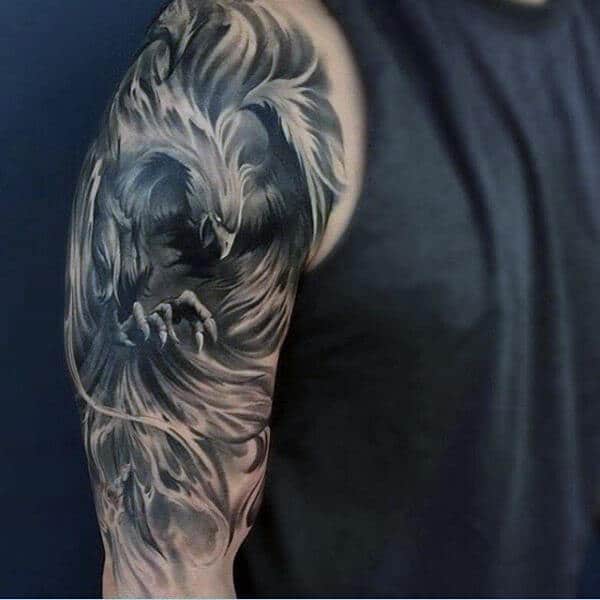 33 Latest Phoenix Tattoos To Inspire You In 2024! 29 Men's Phoenix Arm Half Sleeve