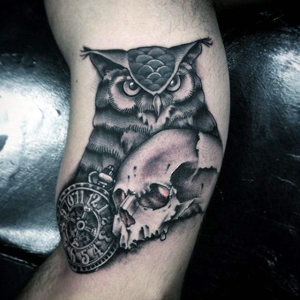 33 Latest Owl Tattoos To Inspire You In 2024! 22 Owl With Clock