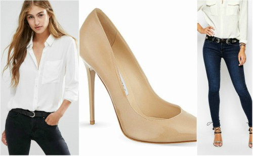 How To Dress In Your 30s? 29 classic jeans look with white shirt and nude heels
