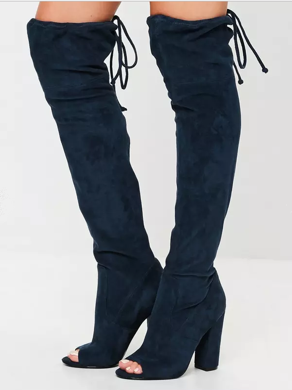 navy faux suede over the knee boots – $86