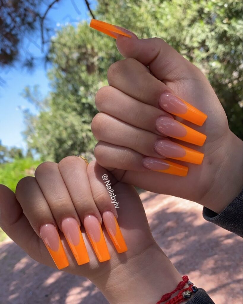 33 Latest Orange Acrylic Nail Ideas To Try in 2024! 26 French Orange Acrylic Nails