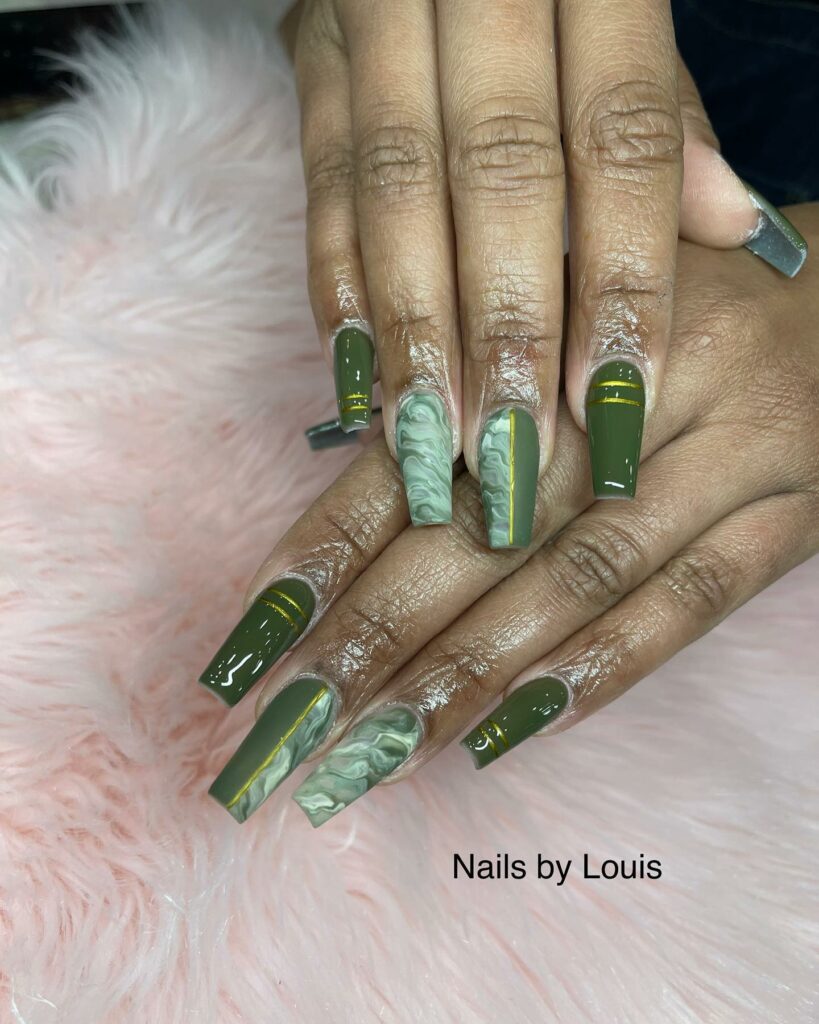 Explore 44 Olive Green Nail Designs in 2024 22 Olive Green in Acrylic Glory