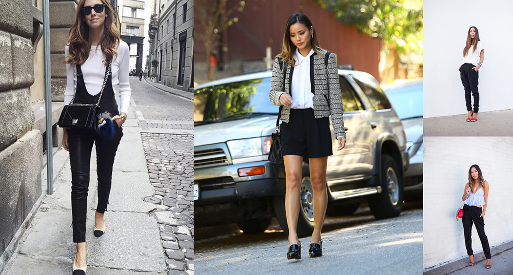 How To Wear And Style Black Pants With White Shirts 35 outfit grid celebrity influencer black pants white shirts shorts chiara song of style jamie chung