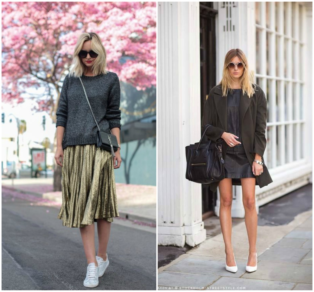 10 Easy Ways to Dress Down a Dress 21 outfit-grid-formal-casual-dress-trainers-layers