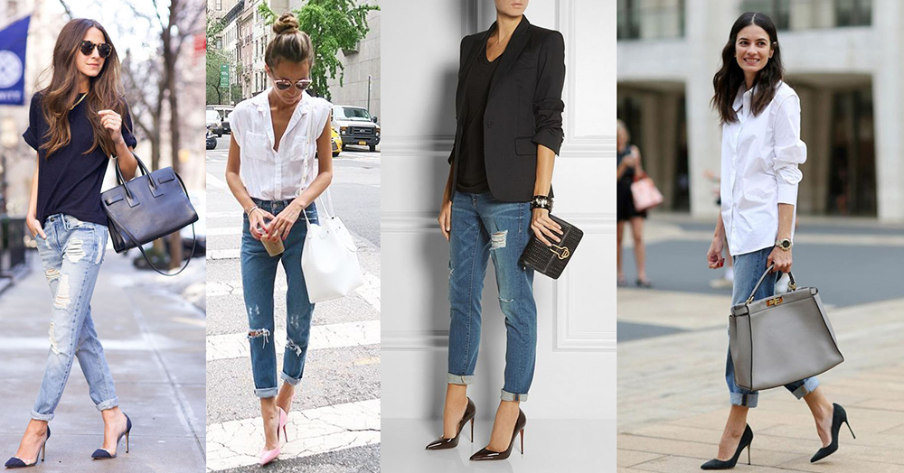 How To Wear Boyfriend Jeans - Our Key Style Tips 17 outfit grid womens boyfriend jeans dressed up