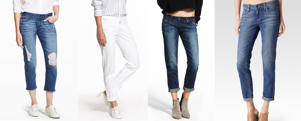 How To Wear Boyfriend Jeans - Our Key Style Tips 12 outfit grid womens boyfriend jeans light dark wash ripped white