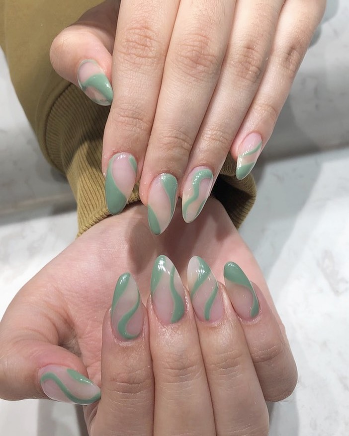 Discover 36 Sage Green Nail Designs To Try in 2024 20 oval sage green nails