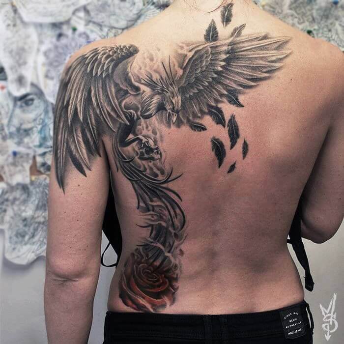33 Latest Phoenix Tattoos To Inspire You In 2024! 18 Flying Phoenix Back Tattoo