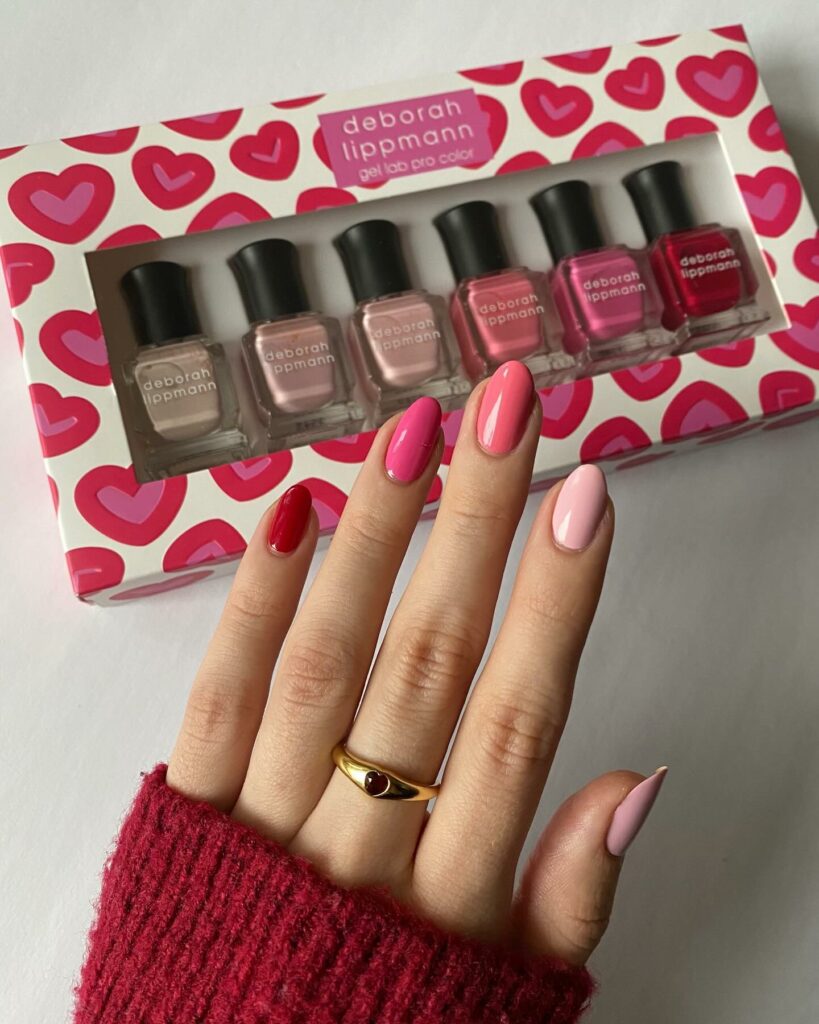Latest Red to Pink Color Palette Nail Design To Try In 2024! 21