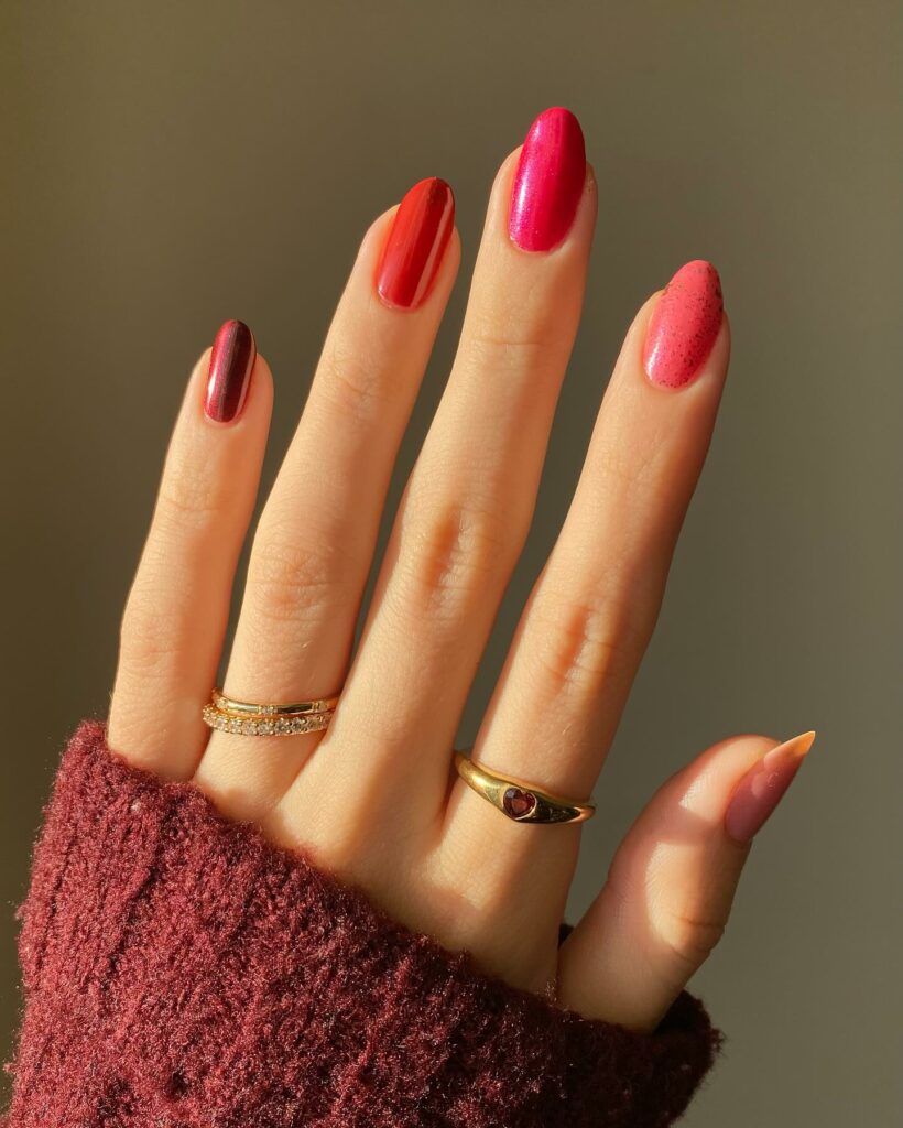 Latest Red to Pink Color Palette Nail Design To Try In 2024! 10 Sunset Ombre: Vibrant Red to Pink Gradient Nail Inspiration