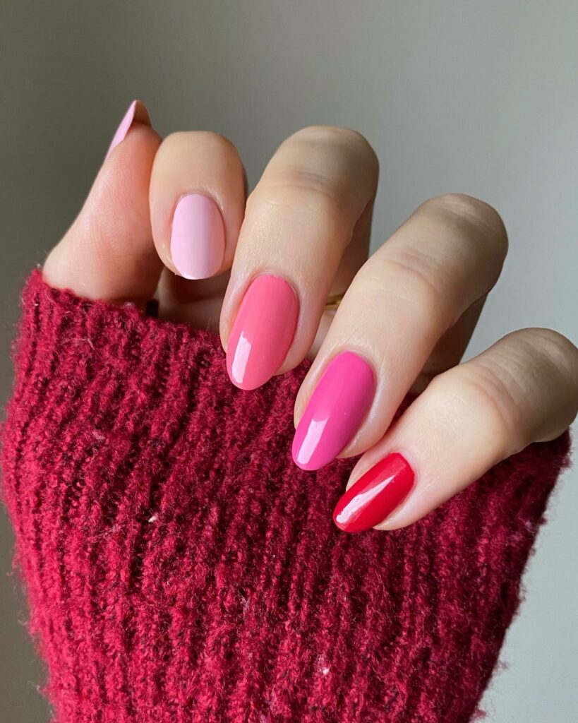 Latest Red to Pink Color Palette Nail Design To Try In 2024! 22