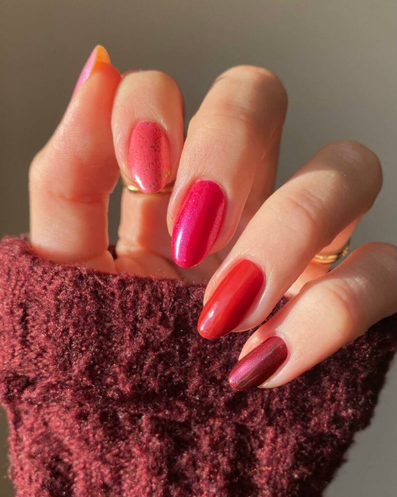 Latest Red to Pink Color Palette Nail Design To Try In 2024! 11