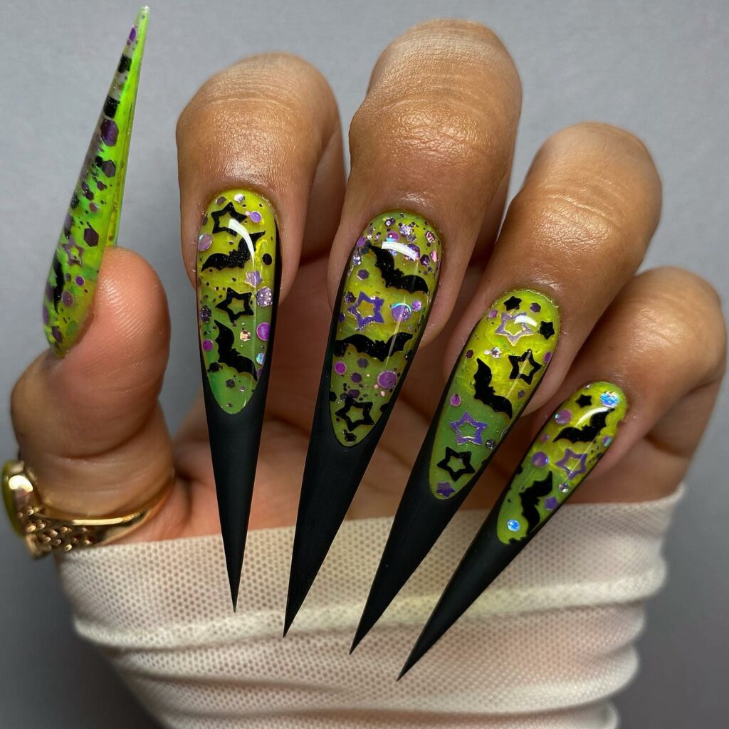 Express Yourself with 30 Emo Nail Designs in 2024 47 Neon Galactic Splendor