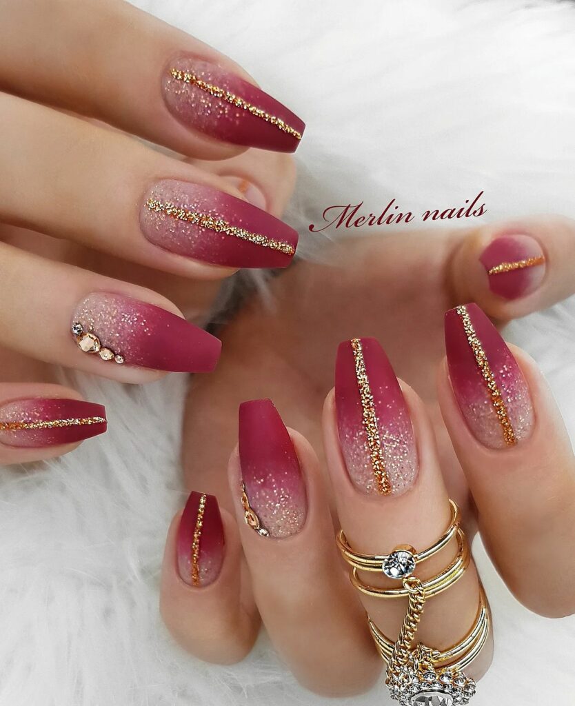 Go Bold with 40 Red Coffin Nail Designs in 2024 14