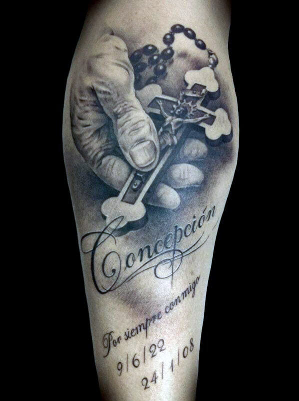 33 Latest Cross Tattoos To Inspire You In 2024! 31 Rosary Arm Tattoo