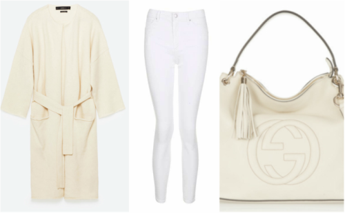 How To Dress In Your 30s? 31 Outfit grid cream waterfall cardigan , white jeans and gucci bag. How to Wear white in winter
