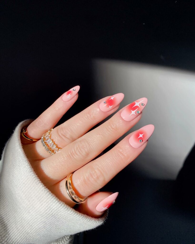 Feel Elegant with 20 Blush Nail Designs for 2024 12 sparkle blush nails