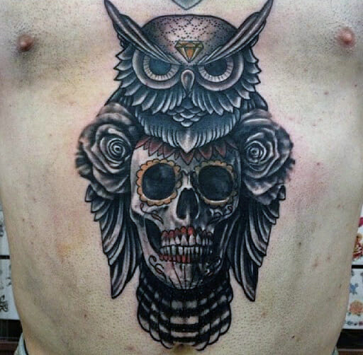 33 Latest Owl Tattoos To Inspire You In 2024! 29 Owl With Skull Tattoo