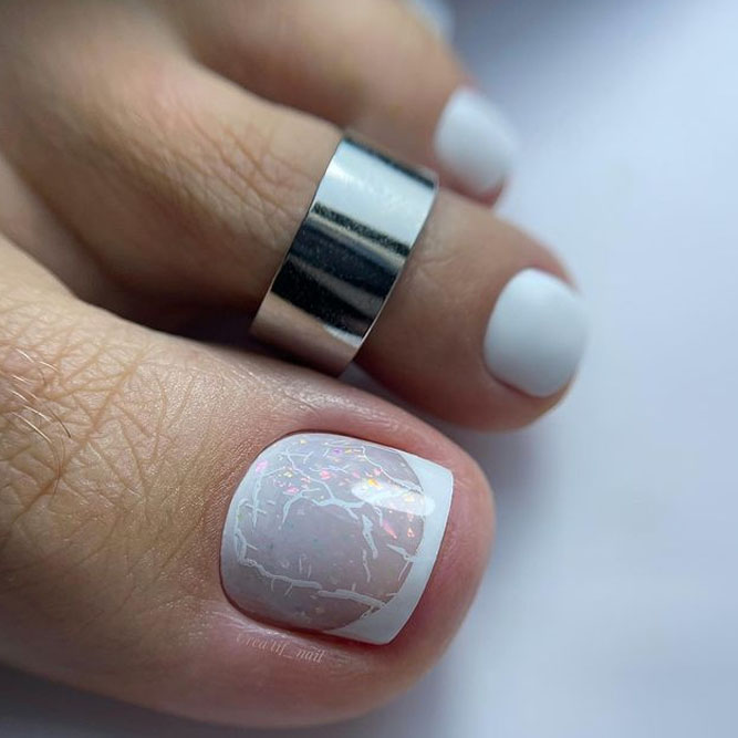 17 Latest Milky White Pedicure Designs To Try In 2024! 13