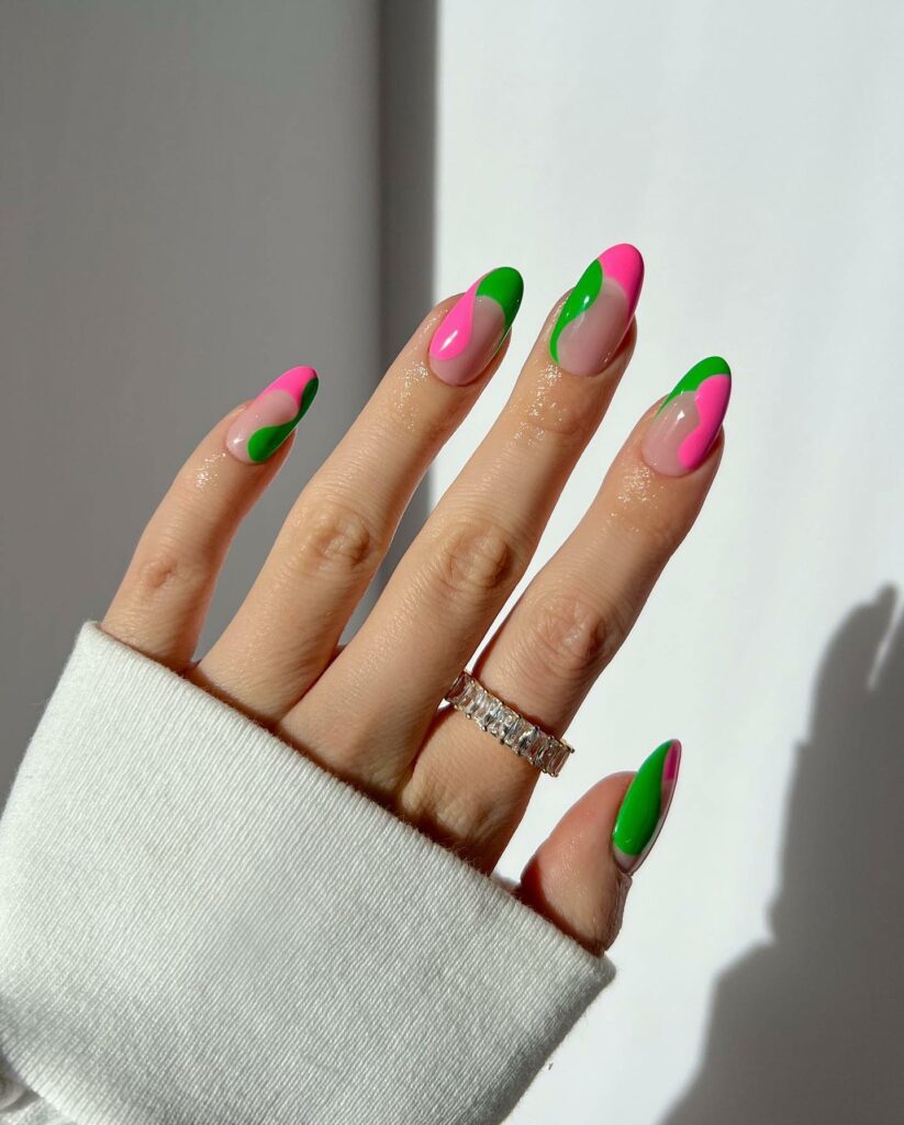 20 Latest Pink And Green Nail Ideas To Try In 2024! 13 Tropical Pink And Green Nails