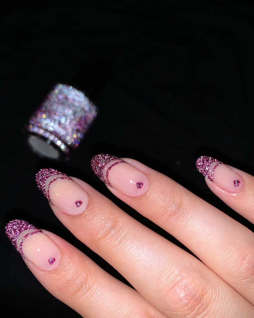 14 Cute Valentine’s Day Nail Ideas To Try in 2024! đŸ’… 20 Glittery Pink Valentine's Nails with Tiny Hearts