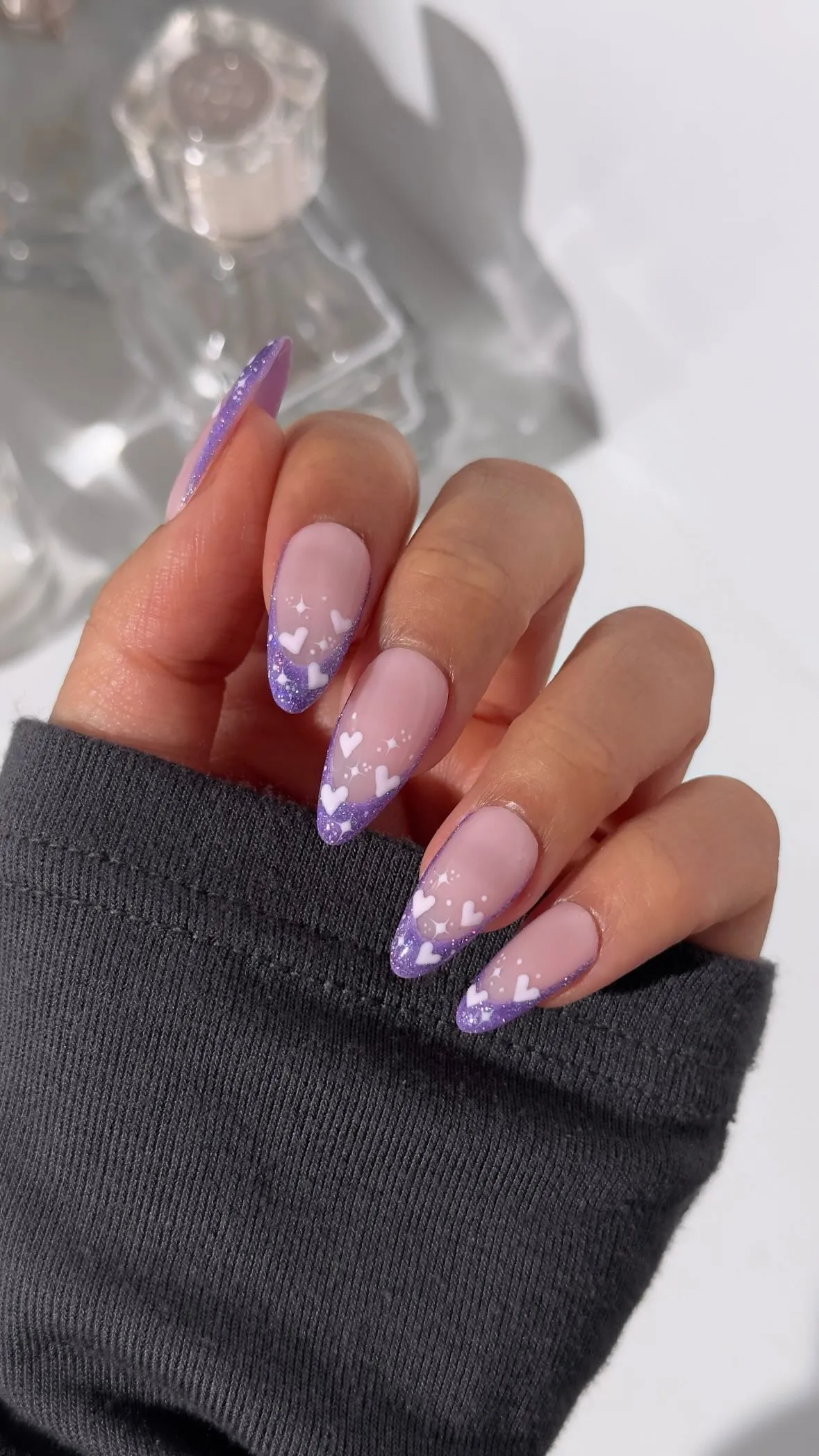 16 Cute Valentine’s Day Nail Designs To Try in 2024! 💅💅 14 Sparkling Purple Love: Valentine's Day Nail Art