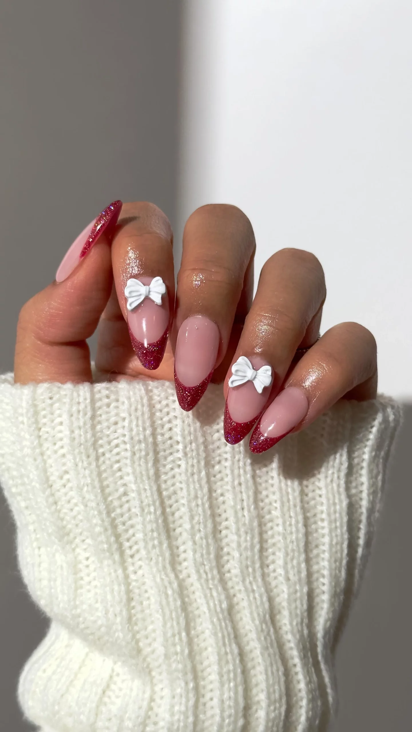 16 Cute Valentine’s Day Nail Designs To Try in 2024! 💅💅 13 Romantic Valentine's Day Nails: Pink Base, Sparkling Red Tips