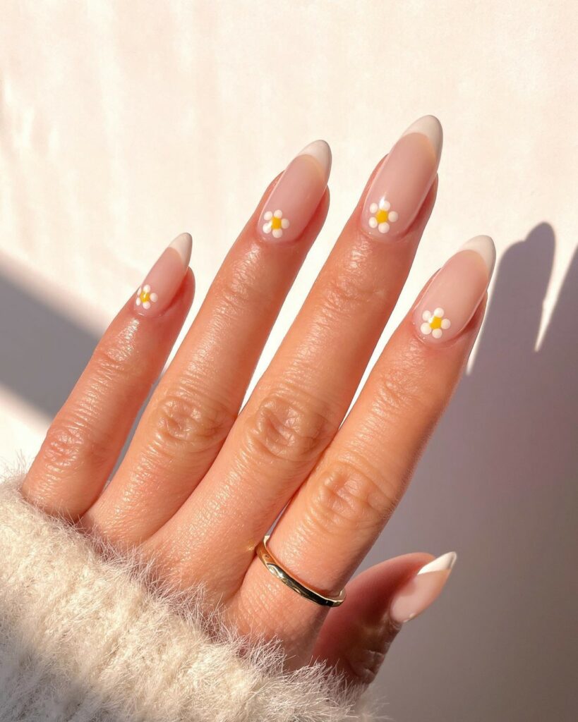 Find Your Style with 30 Daisy Nail Designs for 2024 19 white Daisy nails