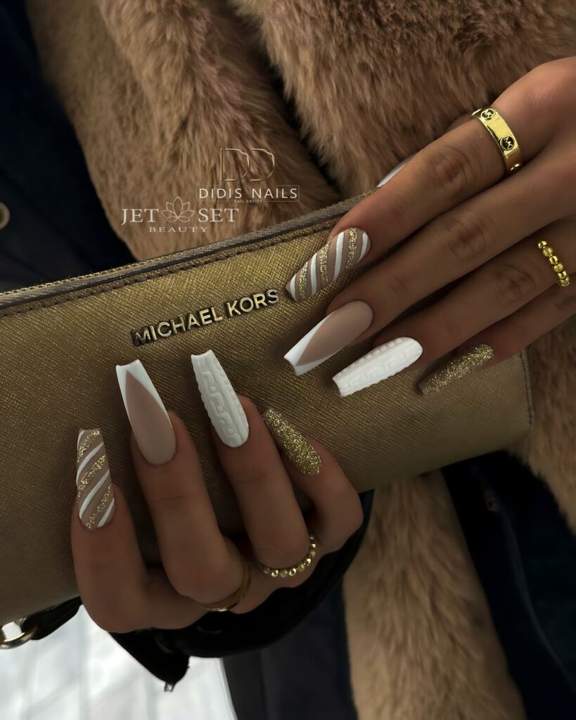 30 Latest White And Gold Nail Ideas To Try In 2024! 10