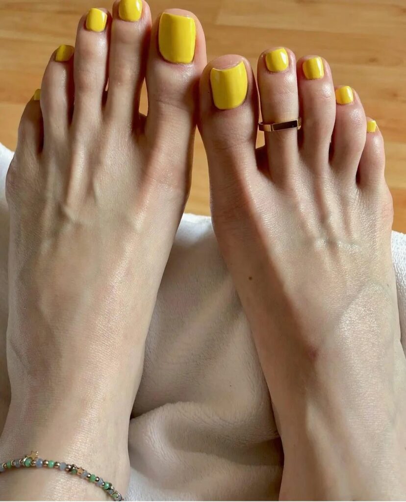 30 Gel Pedicure Ideas to Experiment with in 2024 28 yellow pedicure nails