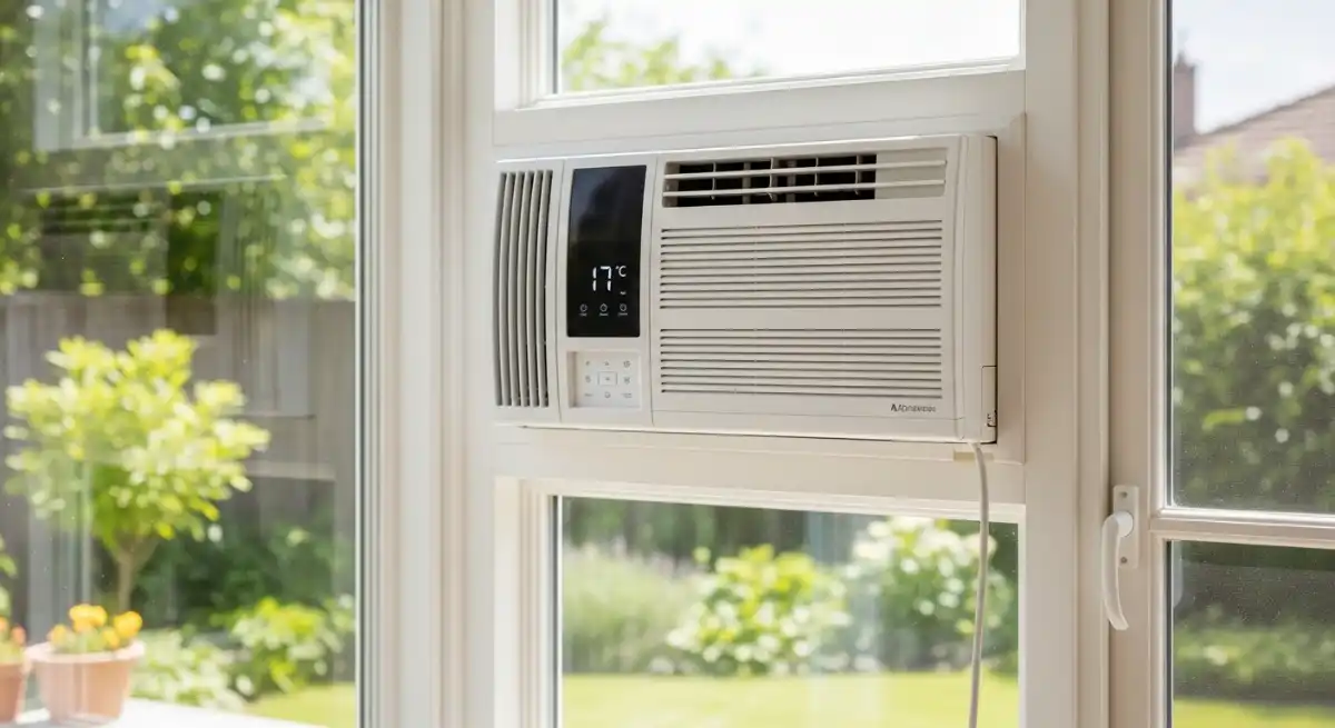 Best Window Air Conditioners 2026: Top 12 CEER & Quiet Picks Energy-efficient window air conditioner installed in a home window providing quiet cooling for a bright living space