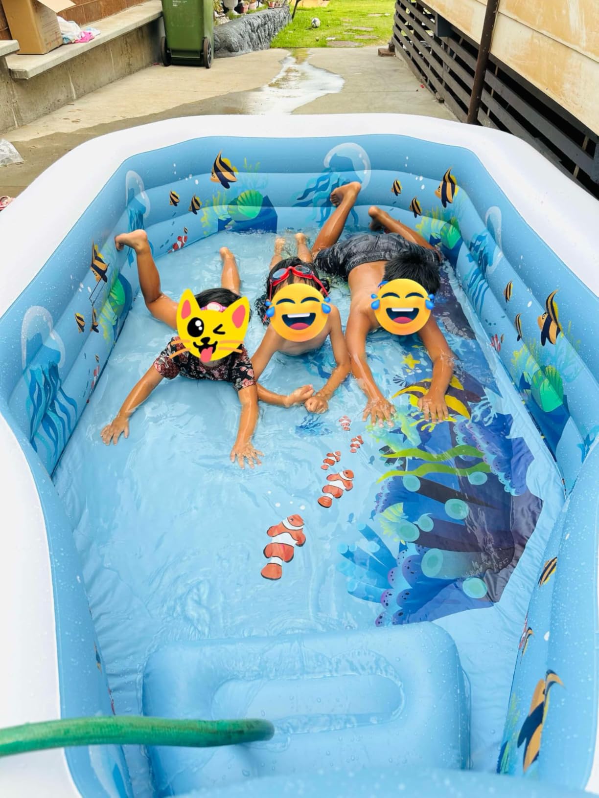 Inflatable Pool with Canopy, Large Inflatable Swimming Pool for Kids, Adult, Blow Up Pools with Seats, Backrest (118