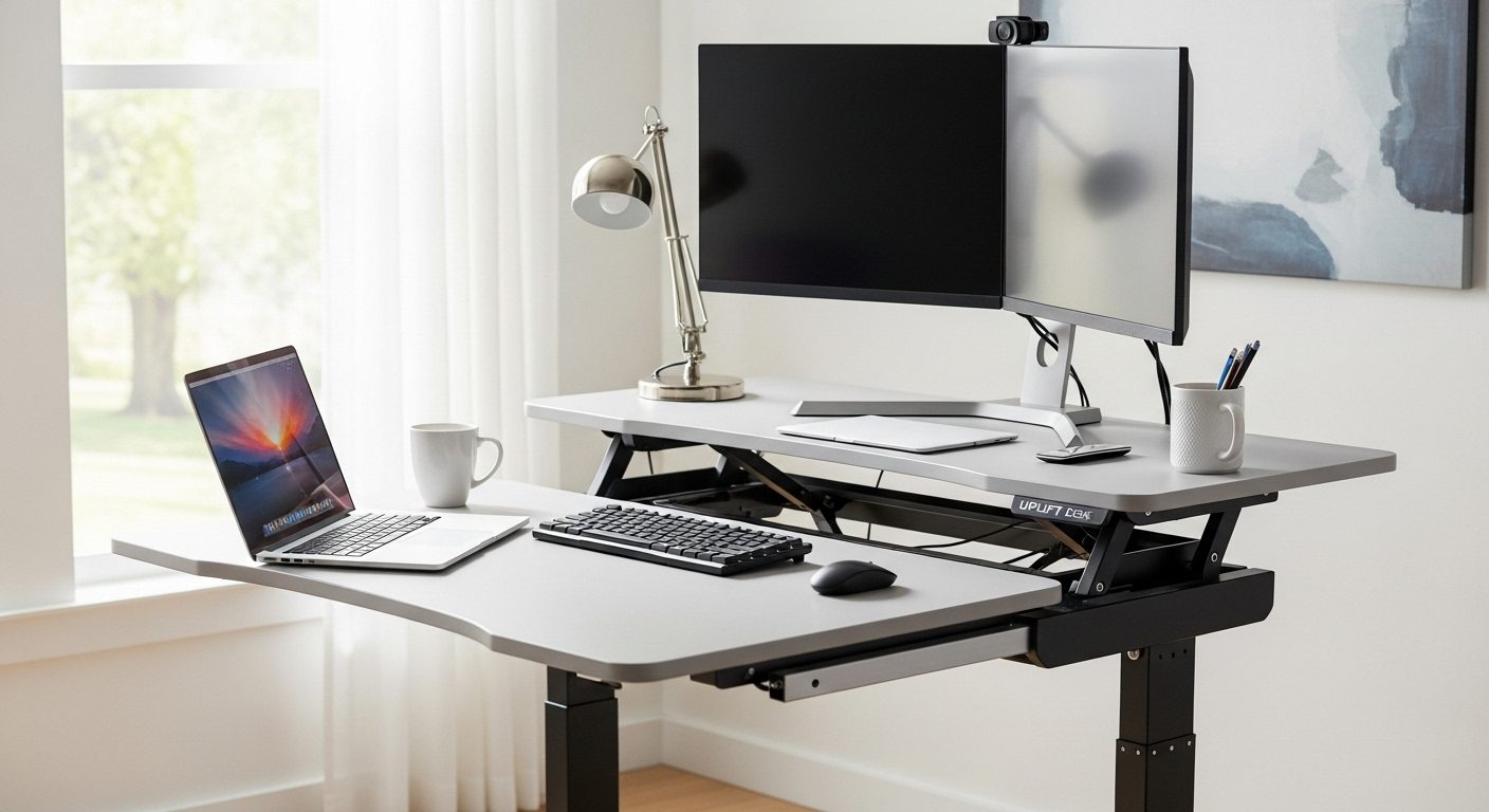 UPLIFT Desk E7 Electric Standing Desk Converter Review 2026 UPLIFT Desk E7 Electric Standing Desk Converter Review