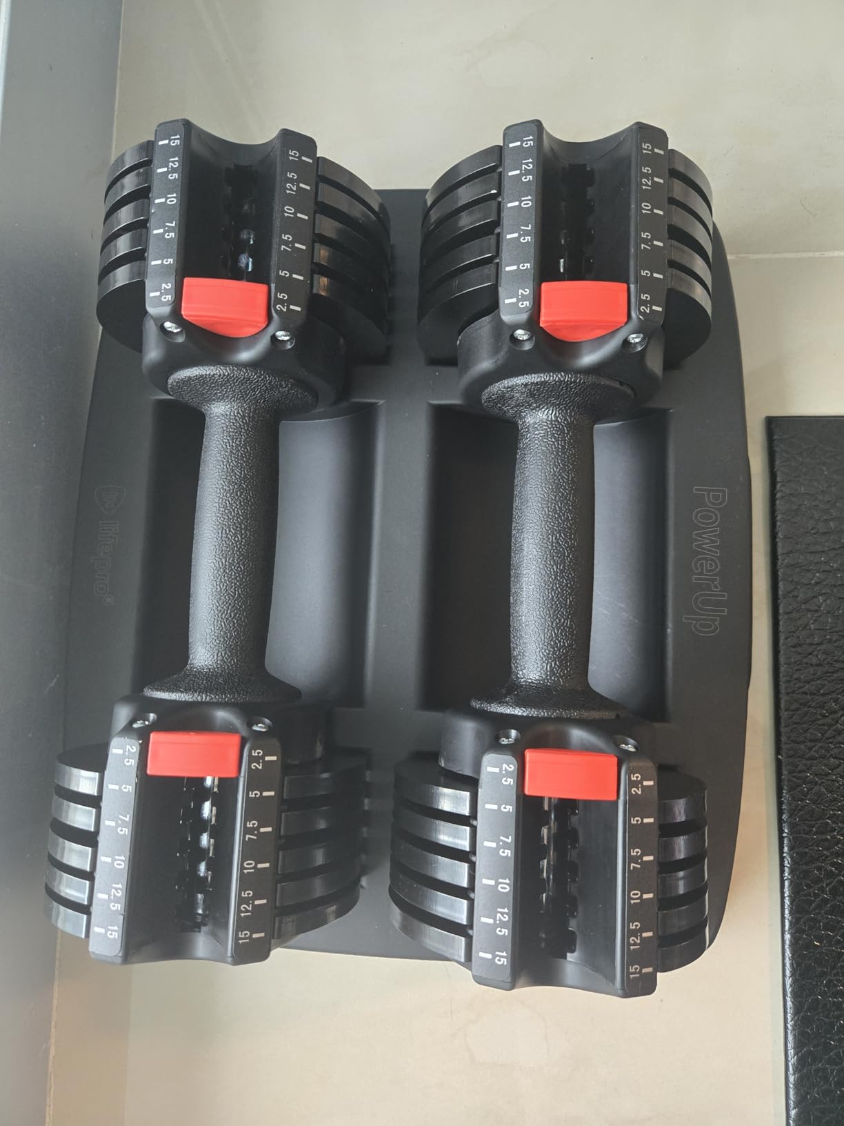 Lifepro Adjustable Dumbbells Set - 15lb, 25lb Pair or 43lb, 55lb & 90lb Single - Quick Adjustment, Anti Slip Handle - Space Saving & Strength Training Weights for Home Gym Exercise & Fitness customer photo 2