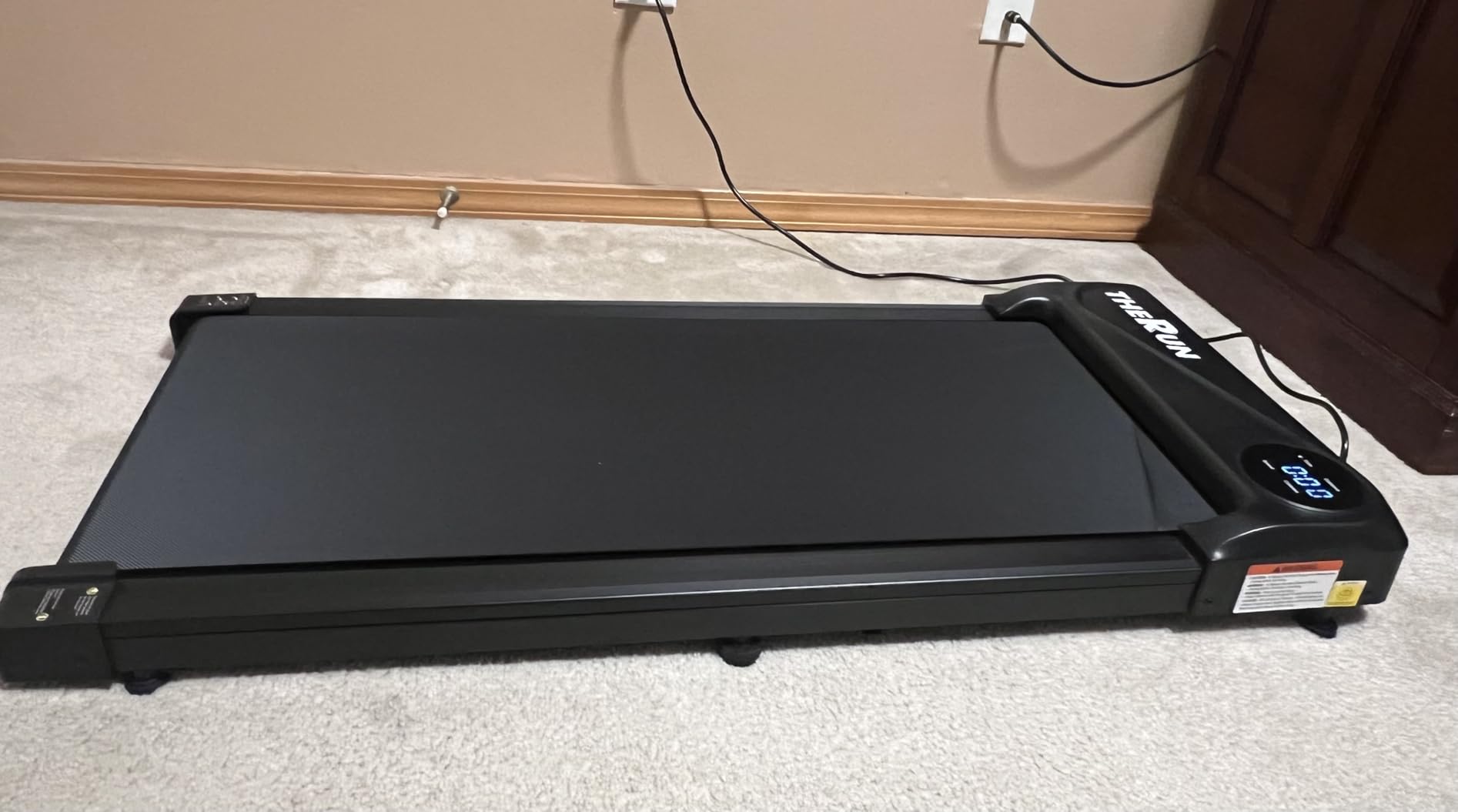 THERUN Walking Pad Treadmill Under Desk, Portable Mini Treadmill for Home/Office, Walking Pad Machine with 2.5HP and 265 lbs Weight Capacity Remote Control LED Display customer photo 2