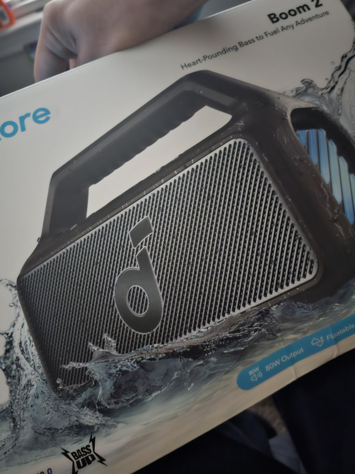 Soundcore Boom 2 By Anker, Outdoor Speaker, 80W, Subwoofer, BassUp 2.0, 24H Playtime, IPX7 Waterproof, Floatable, RGB Lights, USB-C, Custom EQ, Portable for Camping and Beach - Black customer photo 1