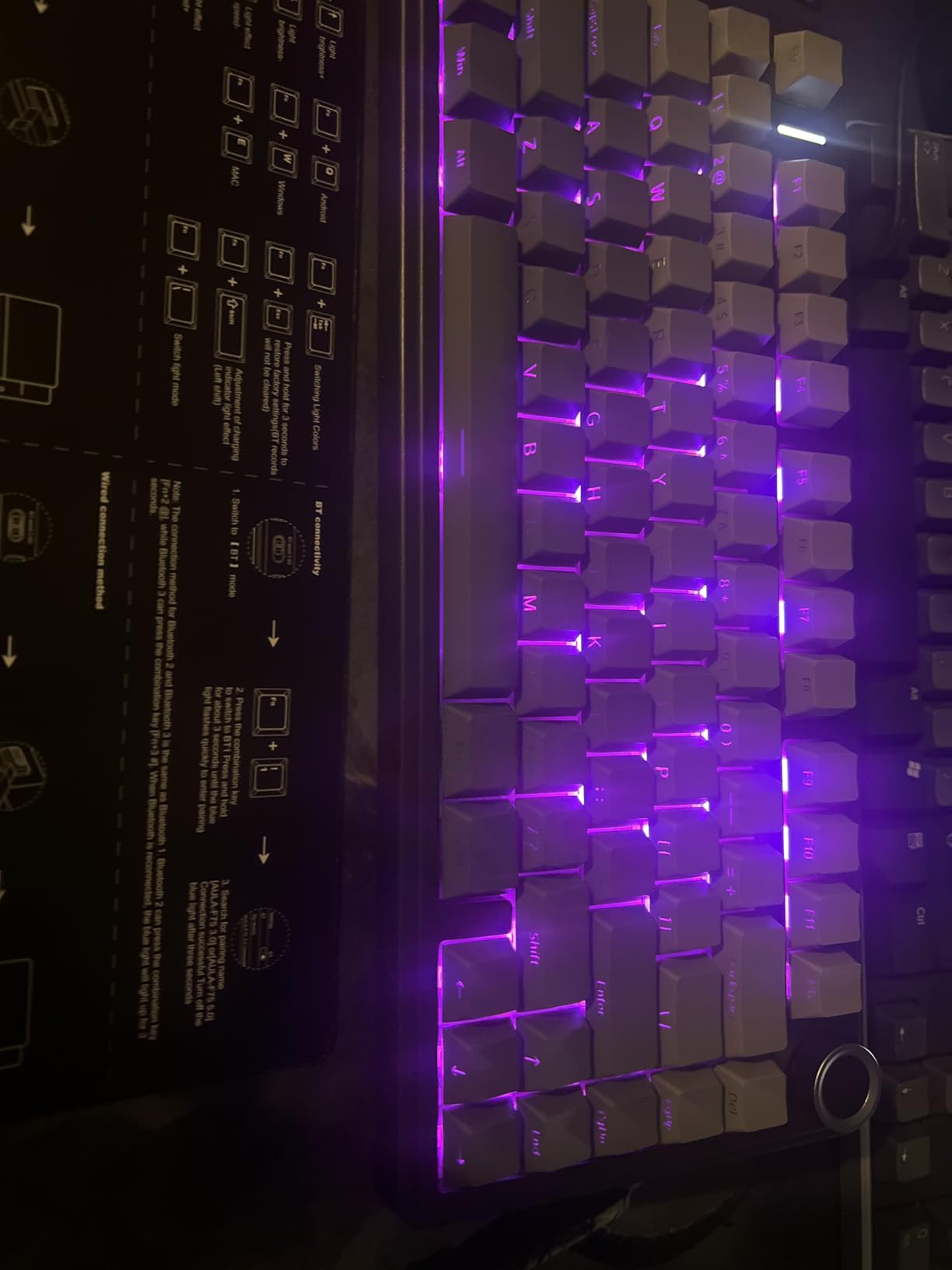 AULA F75 Pro Wireless Mechanical Keyboard, 75% Hot Swappable Custom Keyboard with Knob, RGB Backlit, Pre-lubed Reaper Switches, Side Printed PBT Keycaps, 2.4GHz/USB-C/BT5.0 Mechanical Gaming Keyboards customer photo 2