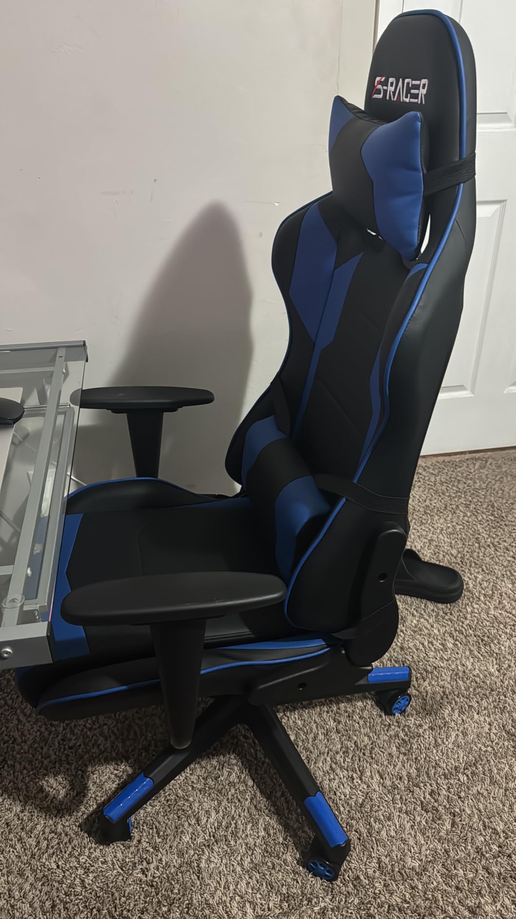 Homall Gaming Chair, Office Chair High Back Computer Chair Leather Desk Chair Racing Executive Ergonomic Adjustable Swivel Task Chair with Headrest and Lumbar Support (White) customer photo 1
