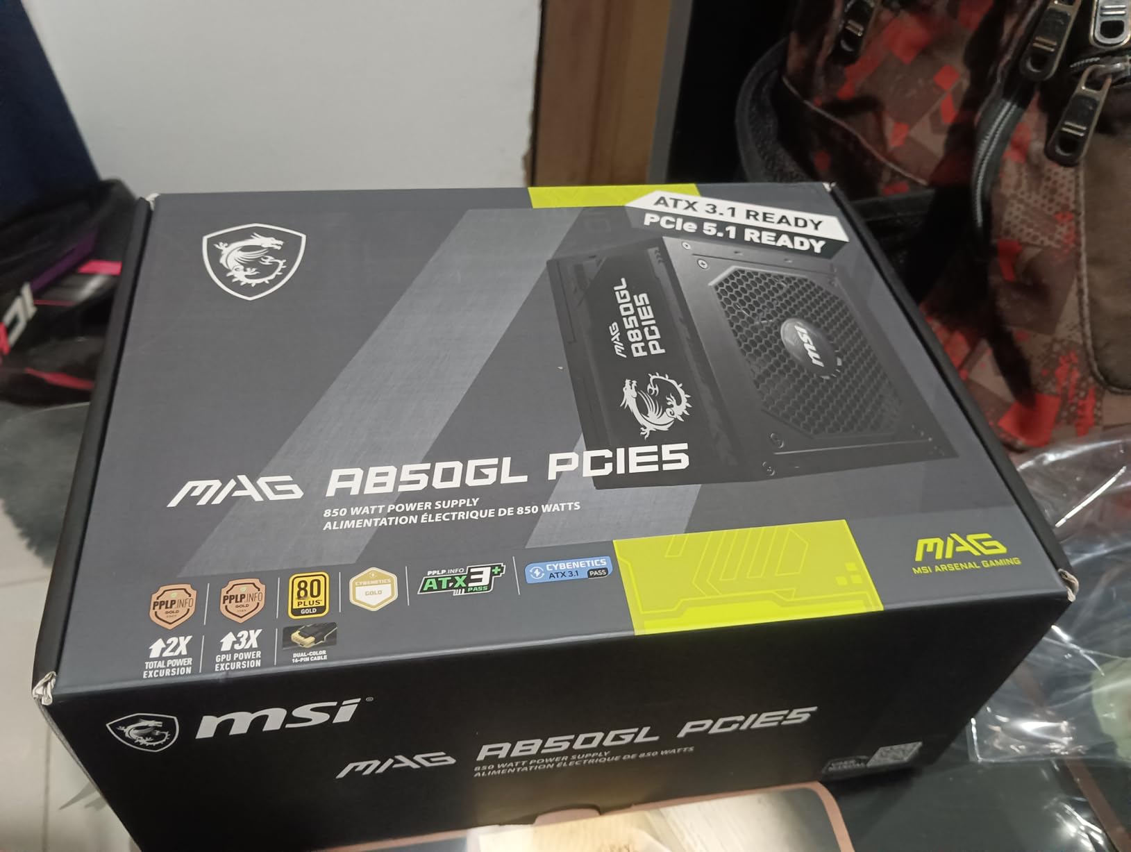 MSI MAG A850GL PCIE5, Fully Modular Compact Gaming 850W Power Supply, 80+ Gold, ATX 3.1 & PCIe 5.1 Ready, Native Dual-Color 12V-2x6 Cable, 10 Year Warranty customer photo 1