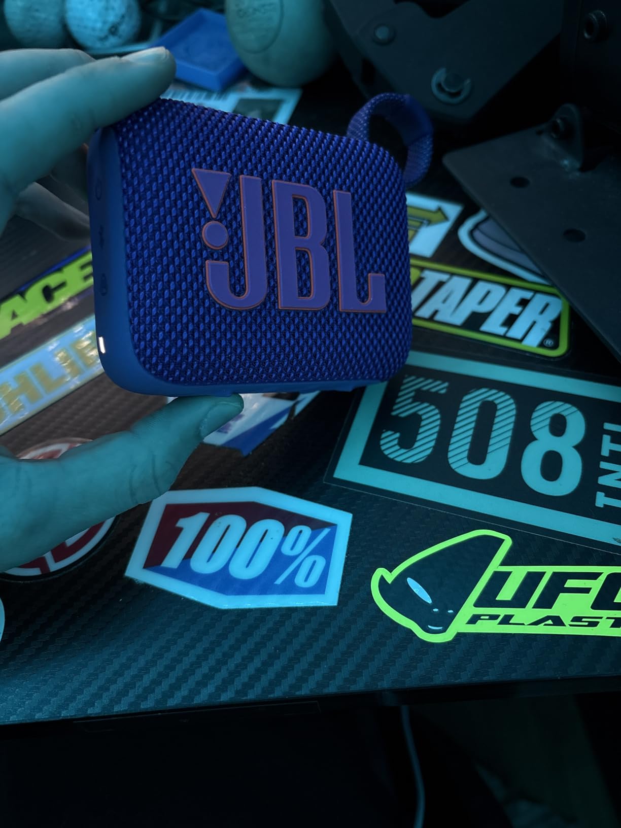 JBL Go 4 - Ultra-Portable, Waterproof and Dustproof Bluetooth Speaker, Big JBL Pro Sound with Punchy Bass, 7-Hour Built-in Battery, Made in Part with Recycled Materials (Blue) customer photo 2