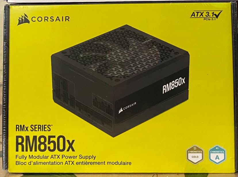 CORSAIR RM850x Fully Modular Low-Noise ATX Power Supply - ATX 3.1 Compliant - PCIe 5.1 Support - Cybenetics Gold Efficiency - Native 12V-2x6 Connector - Black customer photo 2